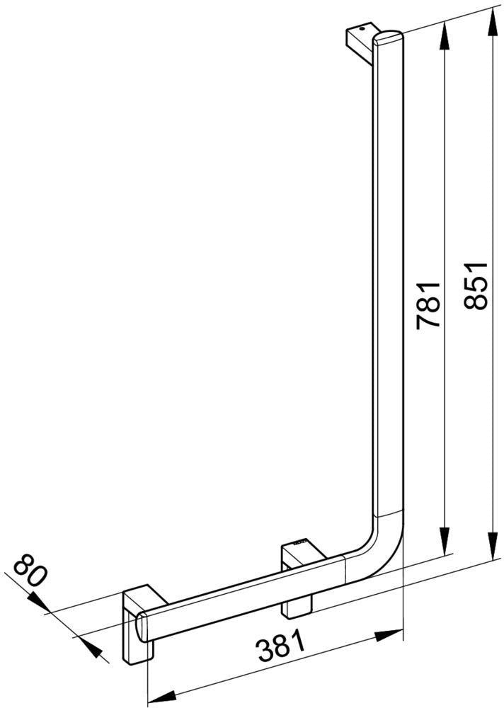 KEUCO AXESS Winkelgriff 90° rechts 400x800 mm silber-eloxiert – Barrierefreier Haltegriff