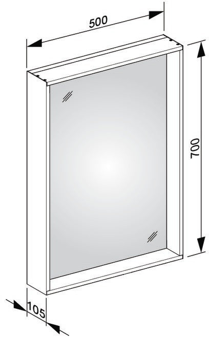 KEUCO X-Line Kristallspiegel 460x850 mm anthrazit – Rahmenloser Wandspiegel ohne Beleuchtung