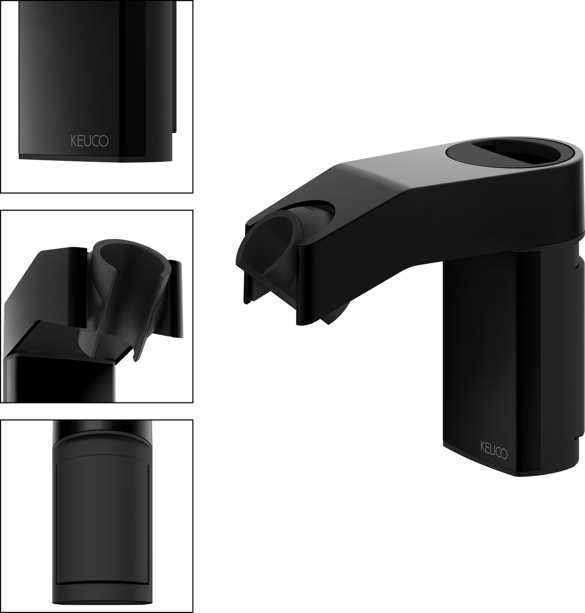 KEUCO AXESS Brausehalter 35010 höhenverstellbar schwarz matt – flexible Duschkopfhalterung