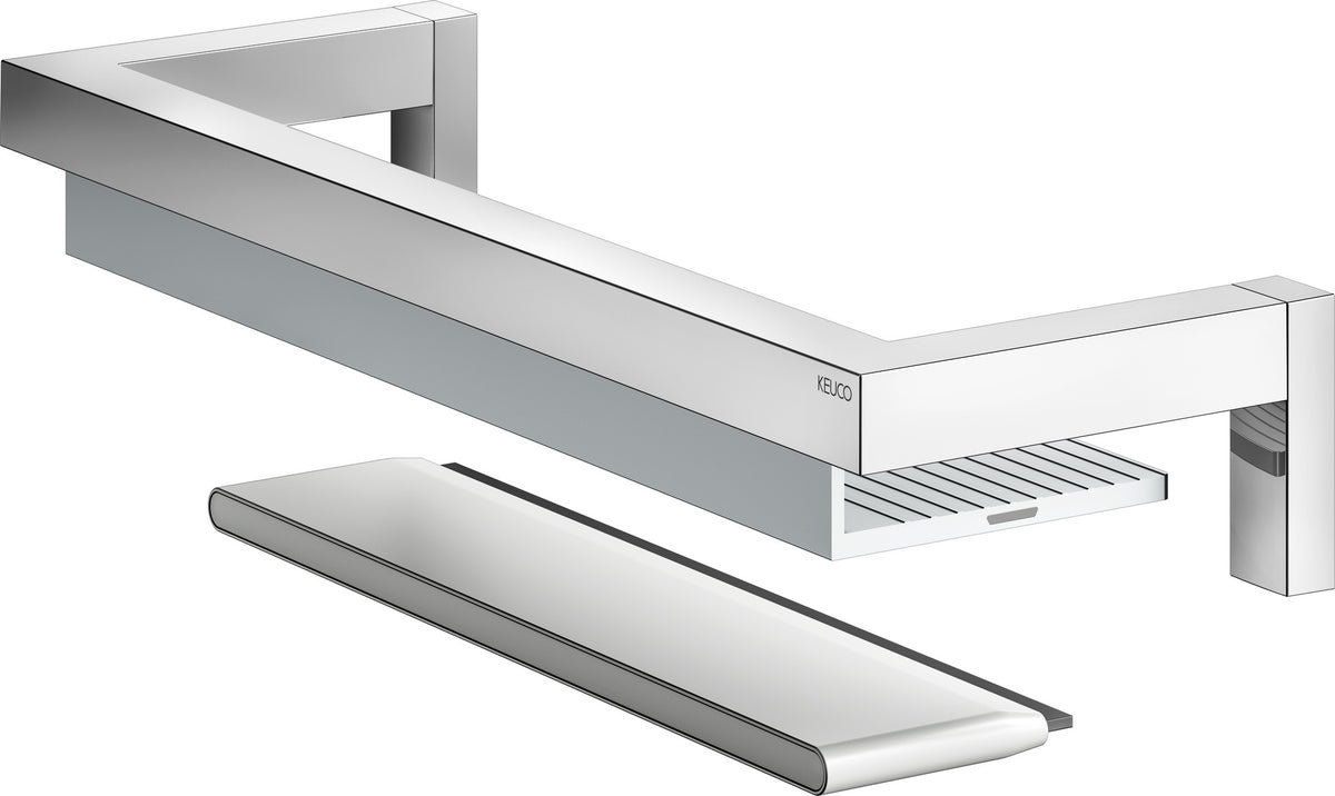 KEUCO Duschablage Edition 90 Square mit Glasabzieher, verchromt/Aluminium, 360 mm