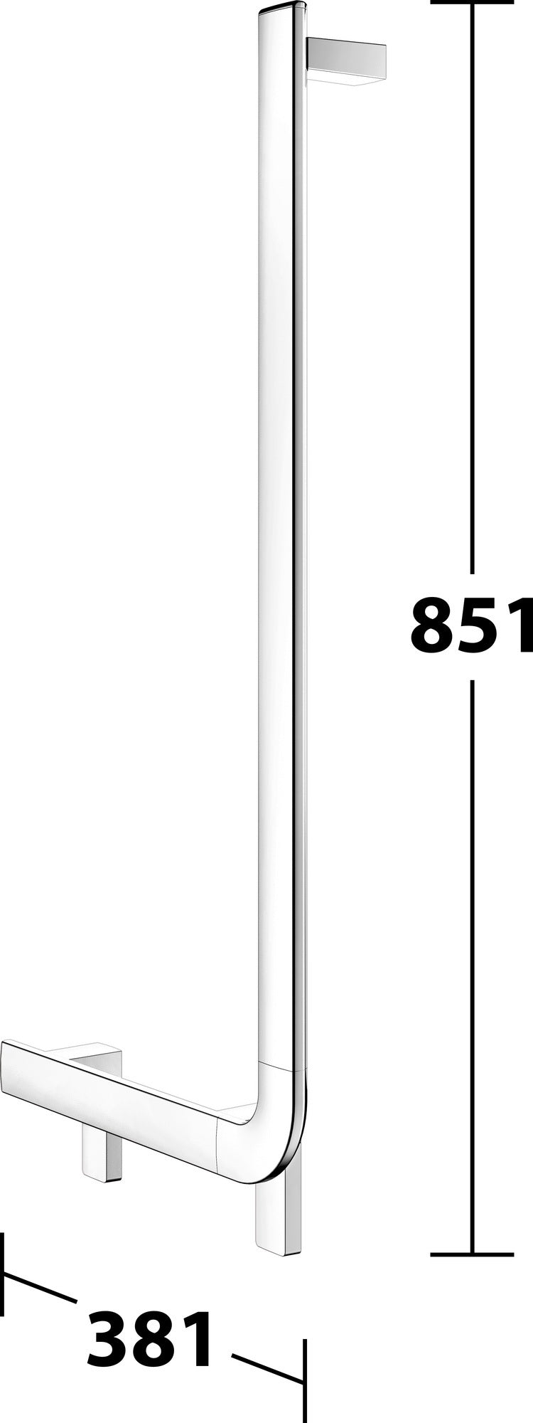 KEUCO AXESS Winkelgriff 90° rechts 400x800 mm silber-eloxiert – Barrierefreier Haltegriff