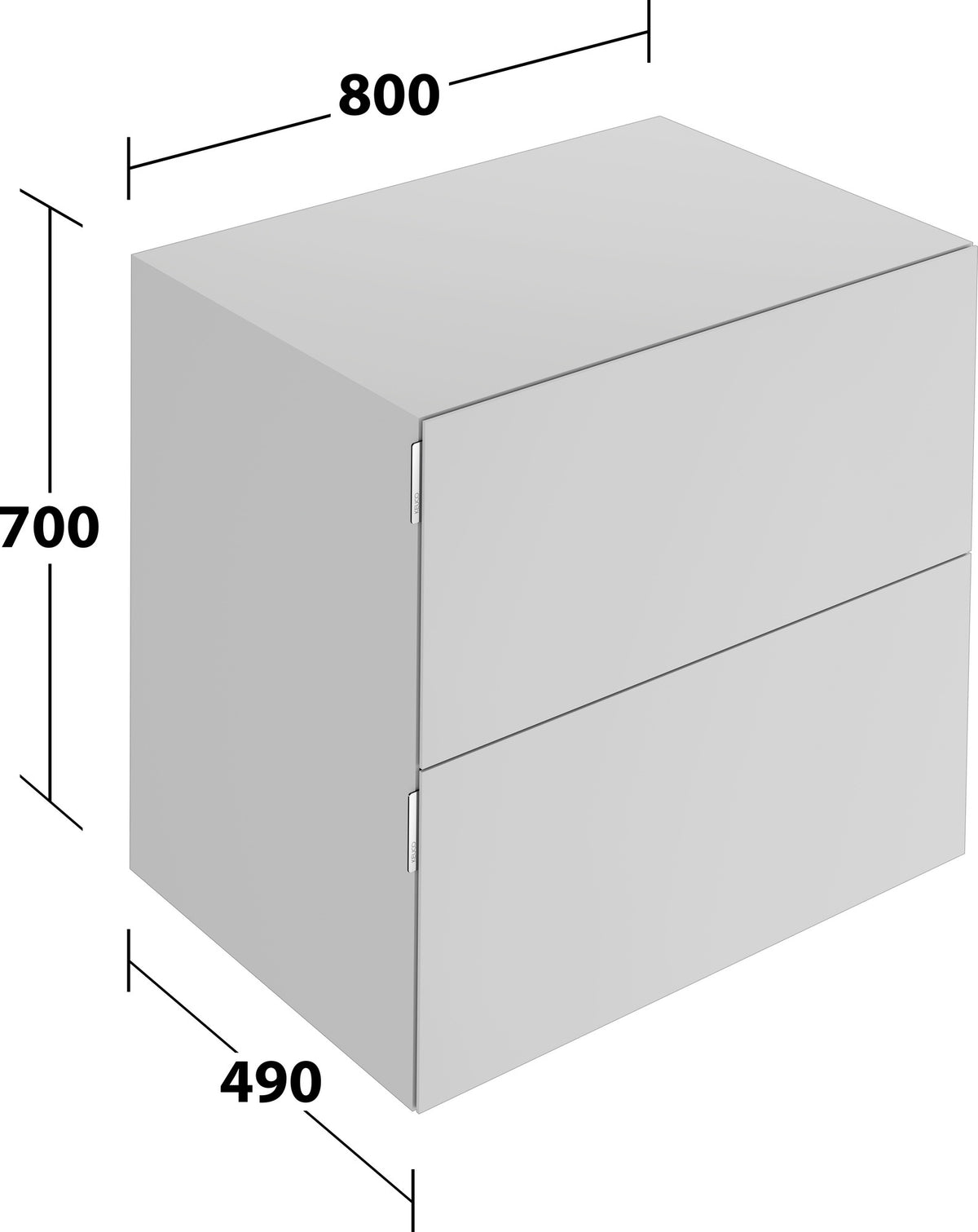 KEUCO Edition 11 Art Sideboard 400 mm mit 2 Auszügen und Beleuchtung – Weiß / Glas Weiß