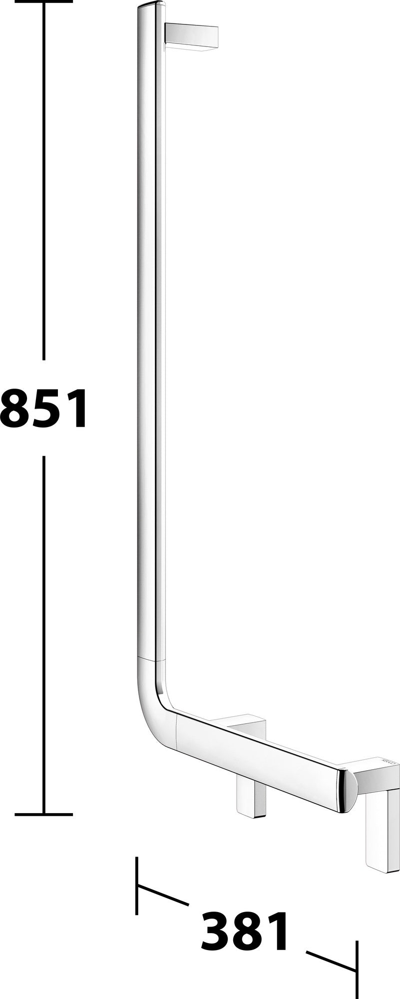 KEUCO AXESS Winkelgriff 90° links 381/851 mm silber-eloxiert – Wandmontage