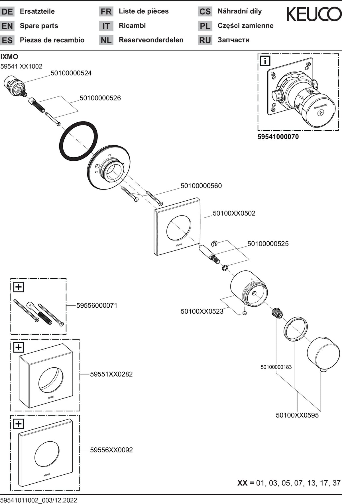 KEUCO IXMO Comfort Absperrventil eckig verchromt – Unterputz DN15 mit Comfort Griff