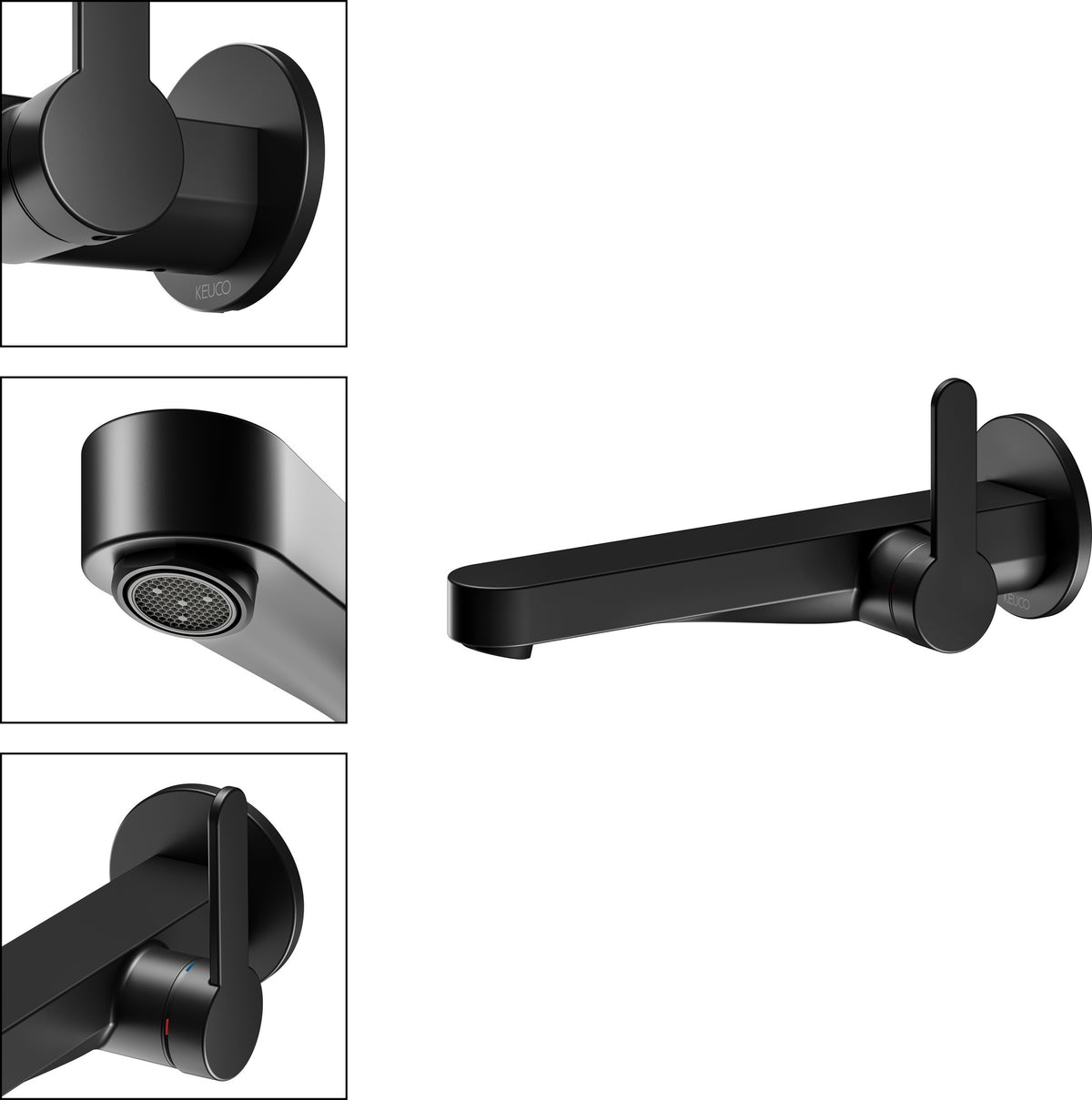KEUCO IXMO Einhebel-Waschtischmischer Unterputz, rund, Ausladung 165 mm, schwarz matt