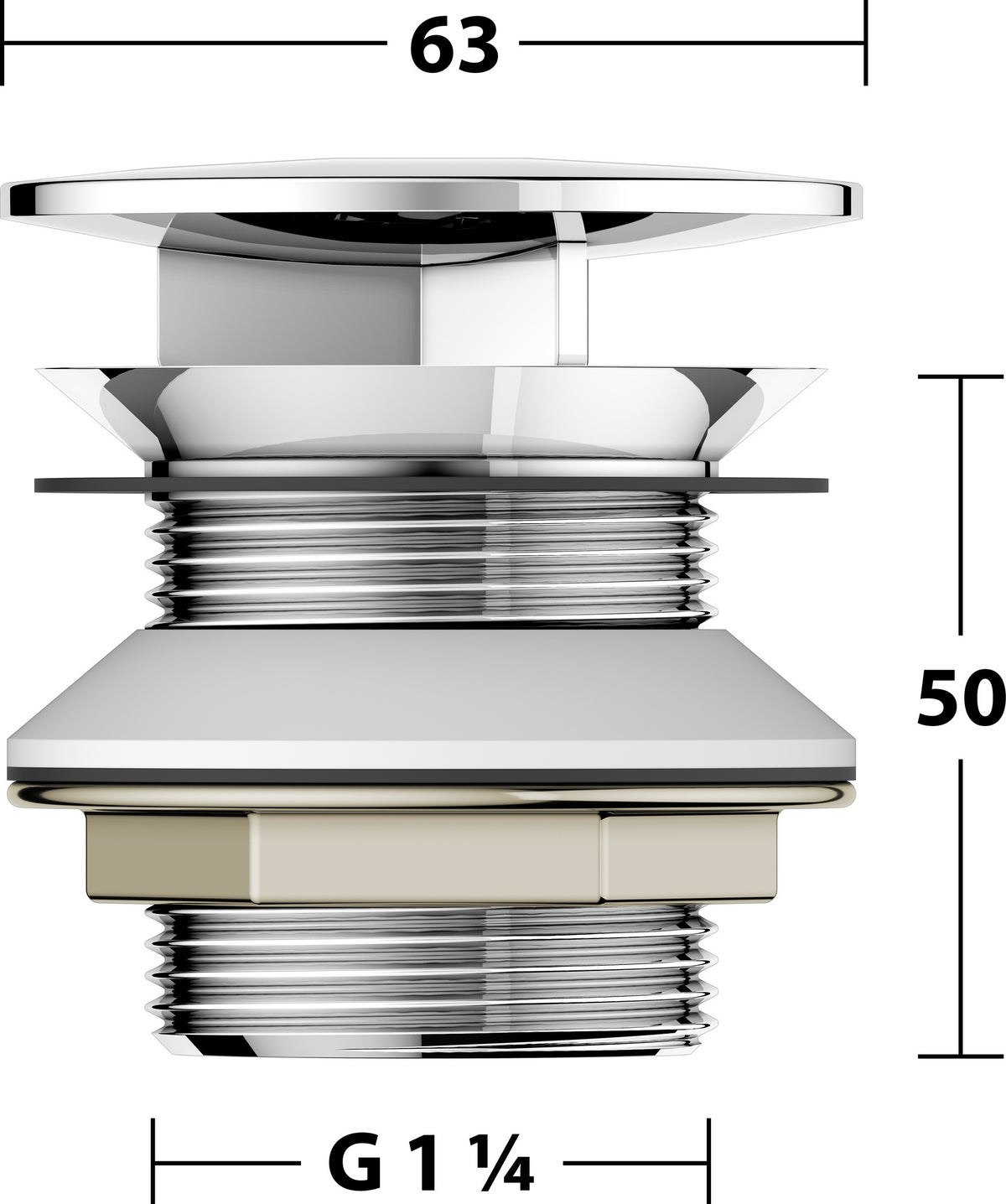 KEUCO Schaftventil G 1 1/4 mit Haube, verchromt – Armaturenzubehör 59904