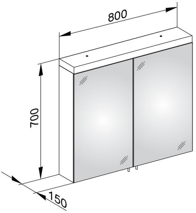 KEUCO Royal Reflex.2 Spiegelschrank 800 mm silber-eloxiert mit LED-Beleuchtung und 2 Drehtüren