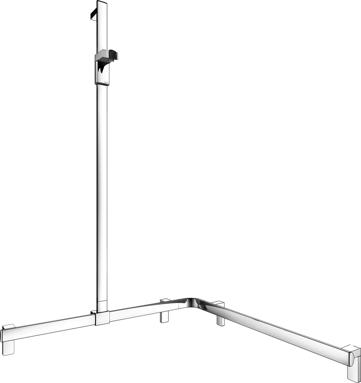 KEUCO AXESS Duschhandlauf 850 mm rechts mit Brausestange, silber-eloxiert
