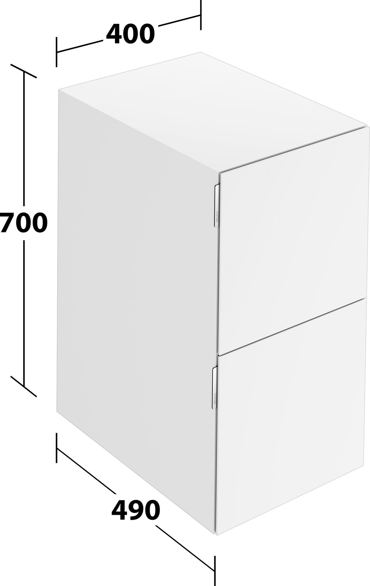 KEUCO Edition 11 Art Sideboard 400 mm mit 2 Auszügen und Beleuchtung – Weiß / Glas Weiß