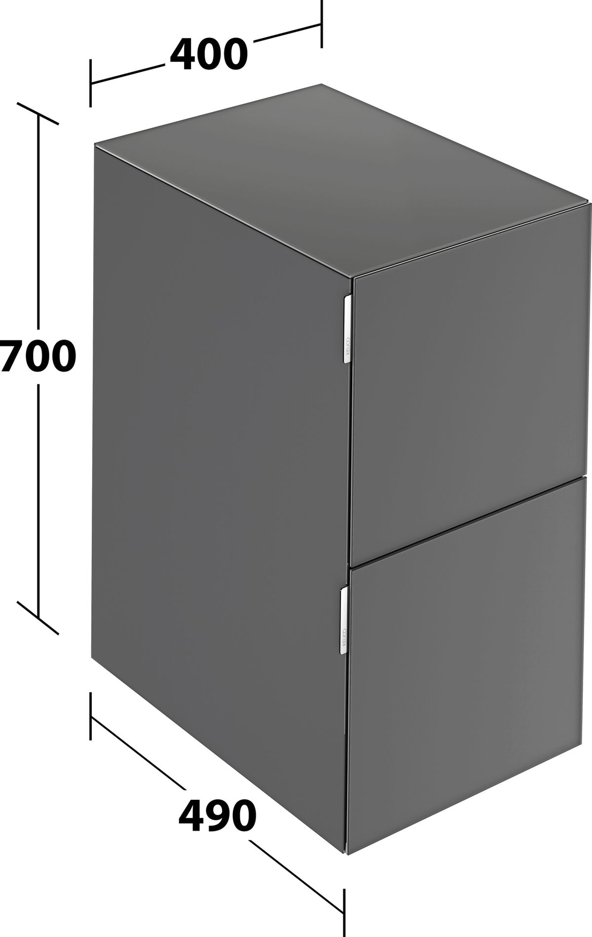 KEUCO Edition 11 Art Sideboard 400 mm mit 2 Auszügen und Beleuchtung – Weiß / Glas Weiß