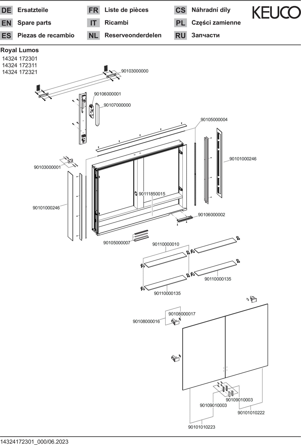 KEUCO Royal Lumos Spiegelschrank 1000 mm silber-eloxiert mit Ablagefach – Wandvorbau