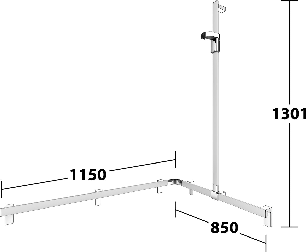 KEUCO AXESS Duschhandlauf 850 mm rechts mit Brausestange, silber-eloxiert