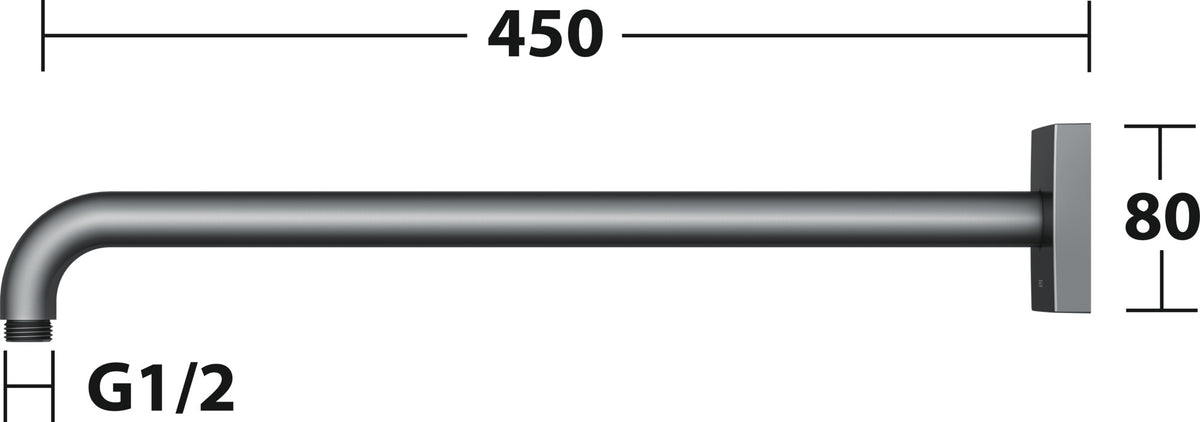 KEUCO Brausearm Edition 300, Wandanschluss, 300 mm, verchromt – Eckige Form, Metall