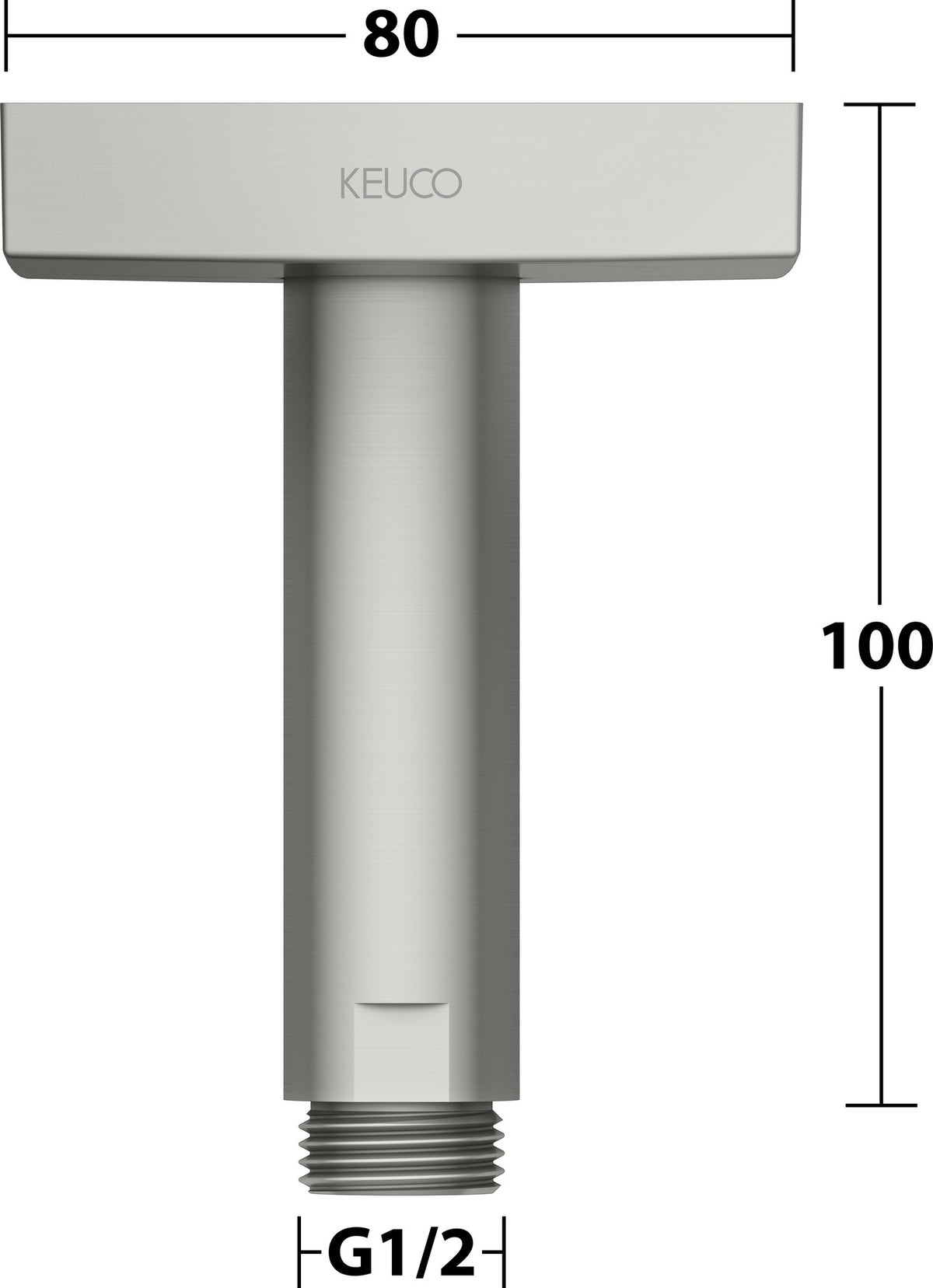 KEUCO Brausearm Edition 300 Deckenanschluss 100 mm verchromt – Eckige Form für moderne Duschen