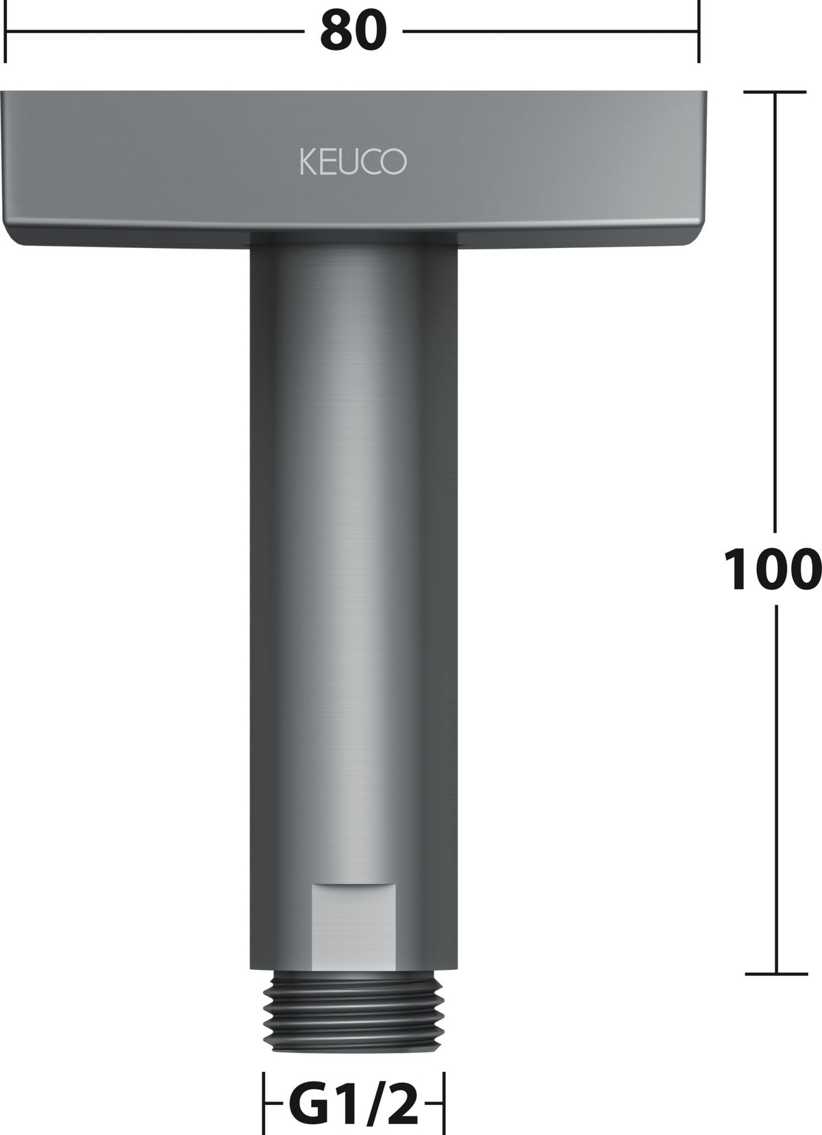 KEUCO Brausearm Edition 300 Deckenanschluss 100 mm verchromt – Eckige Form für moderne Duschen