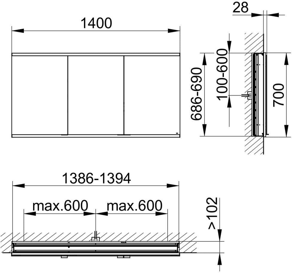 KEUCO Royal Modular 2.0 Spiegelschrank 900 mm, unbeleuchtet, Wandeinbau, mit Steckdose & USB
