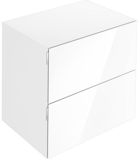 KEUCO Edition 11 Art Sideboard 400 mm mit 2 Auszügen und Beleuchtung – Weiß / Glas Weiß