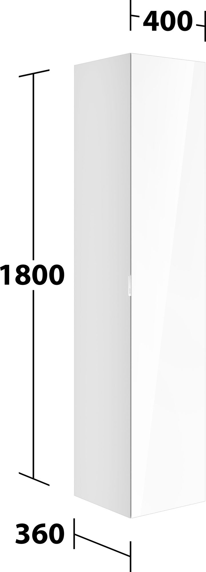 KEUCO Edition 11 Art Hochschrank 400 x 1800 x 360 mm, 1-türig, rechts, mit Steckdose, weiß