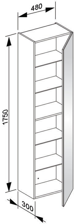 KEUCO X-Line Hochschrank 480 mm, 1 Tür, Anschlag links, anthrazit/anthrazit