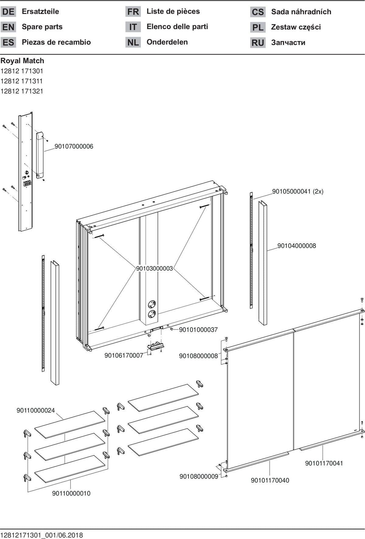 KEUCO Royal Match Spiegelschrank 650 mm – Wandeinbau, LED, 2 Türen, Touch-Dimmer