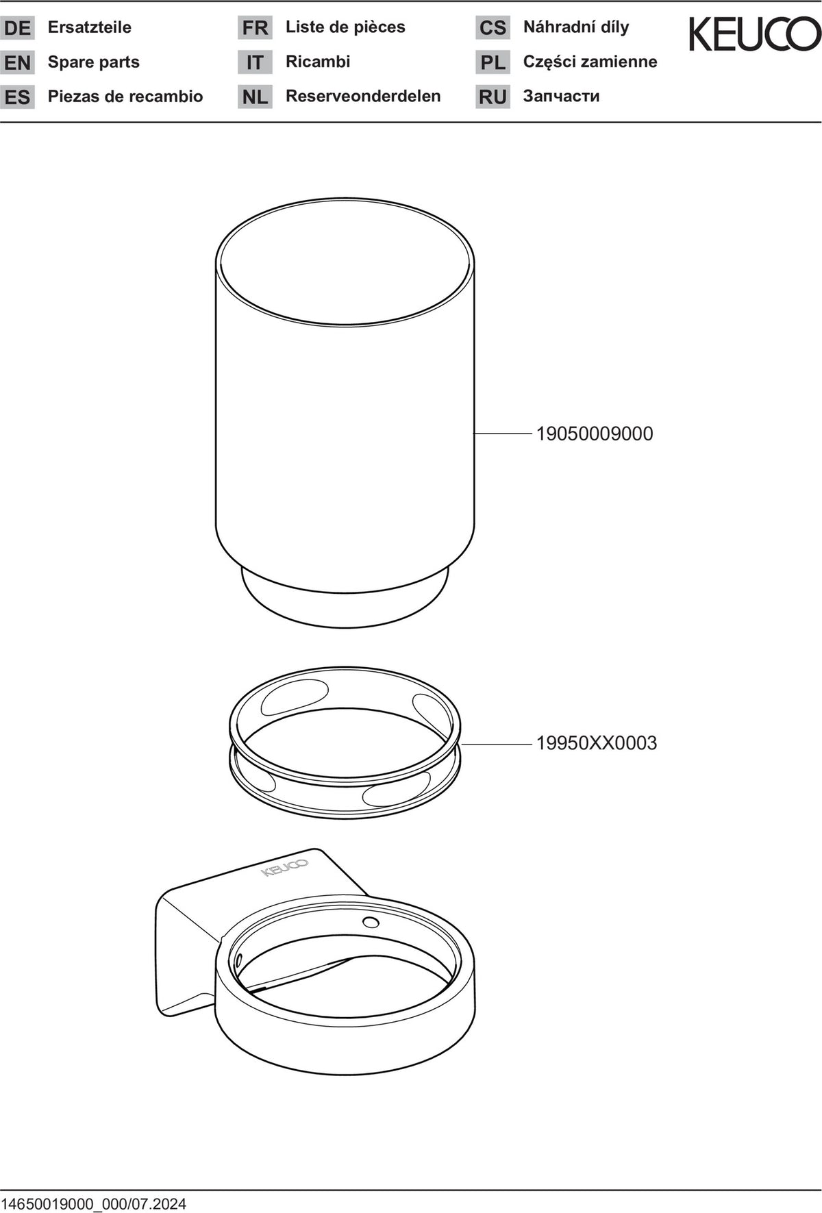KEUCO Aveno Glashalter 14650 mit Echtkristall-Glas, verchromt – Zahnputzbecher-Halterung