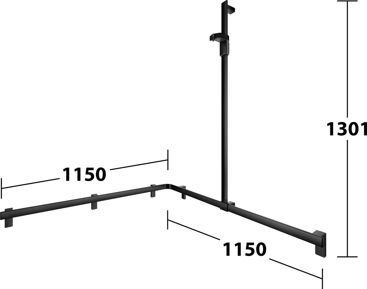 KEUCO AXESS Duschhandlauf 850 mm rechts mit Brausestange, silber-eloxiert
