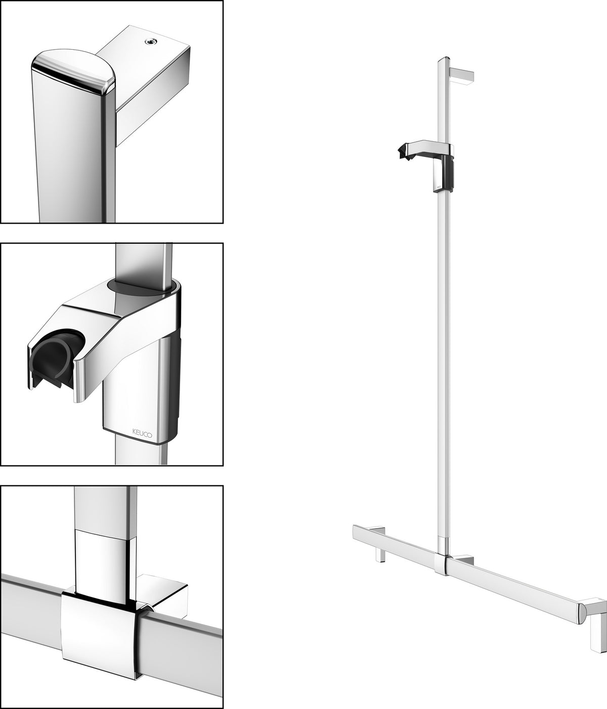 KEUCO Duschhandlauf AXESS 35014, silber-eloxiert, 1000/1301 mm, mit Brausestange