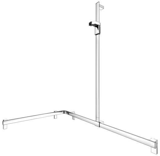 KEUCO AXESS Duschhandlauf 850 mm rechts mit Brausestange, silber-eloxiert