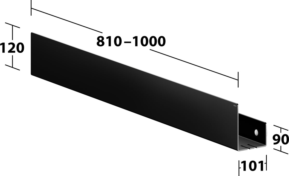 KEUCO Duschablage 24953 auf Maß – 400-600 x 120 x 90 mm, schwarz matt, Aluminium, mit Haken