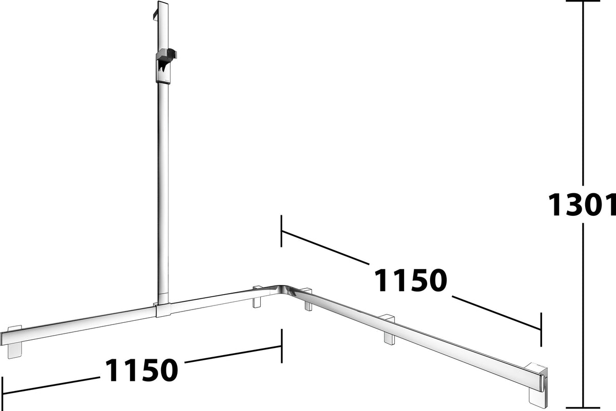 KEUCO AXESS Duschhandlauf 850 mm rechts mit Brausestange, silber-eloxiert