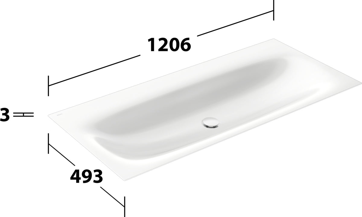 KEUCO Edition 11 Art Emaille-Waschtisch 806 mm mit 1-Loch-Bohrung in Weiß