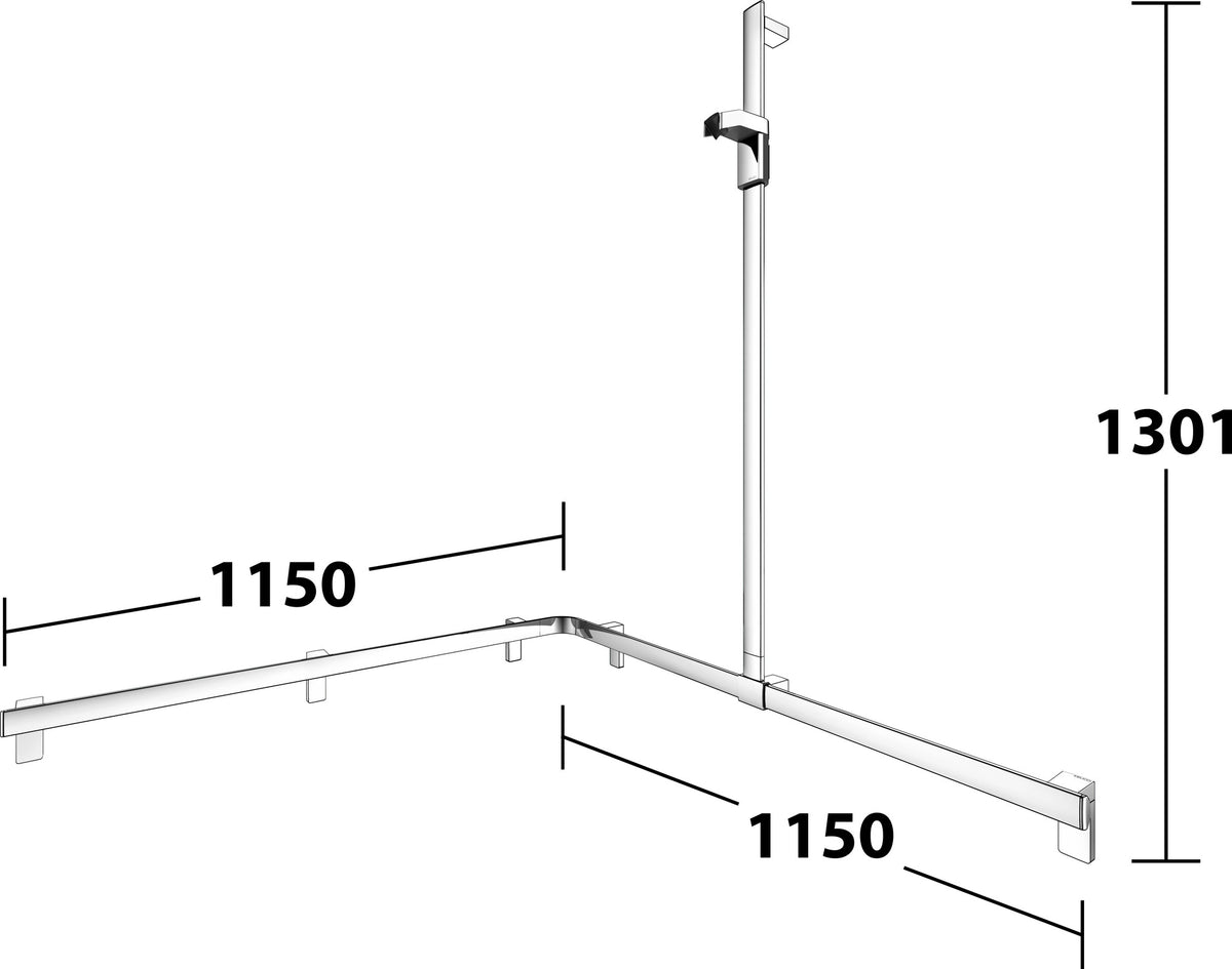 KEUCO AXESS Duschhandlauf 850 mm rechts mit Brausestange, silber-eloxiert