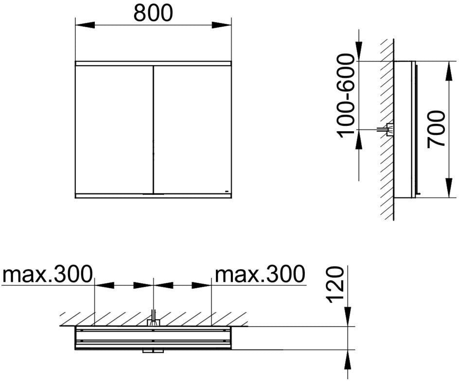 KEUCO Royal Modular 2.0 Spiegelschrank, beleuchtet, 600 x 700 x 120 mm, silber-eloxiert