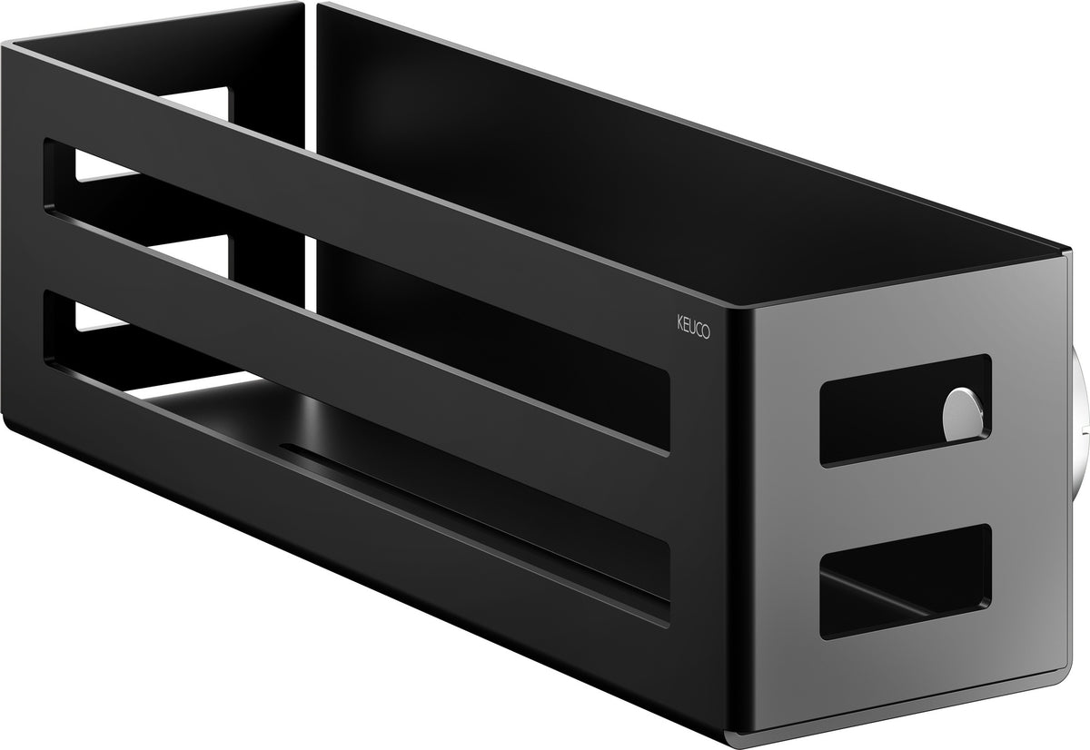 KEUCO Seifenkorb 24954, 320 x 93 x 90 mm, schwarz matt, Aluminium, mit Ablaufschlitzen