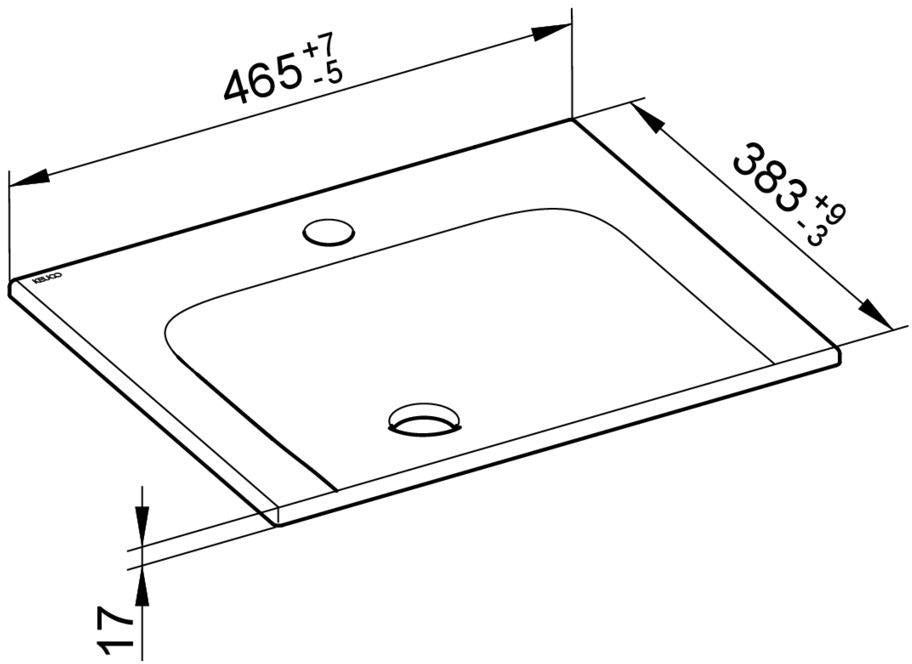 KEUCO X-Line Keramik-Waschtisch 465 mm weiß ohne Hahnlochbohrung