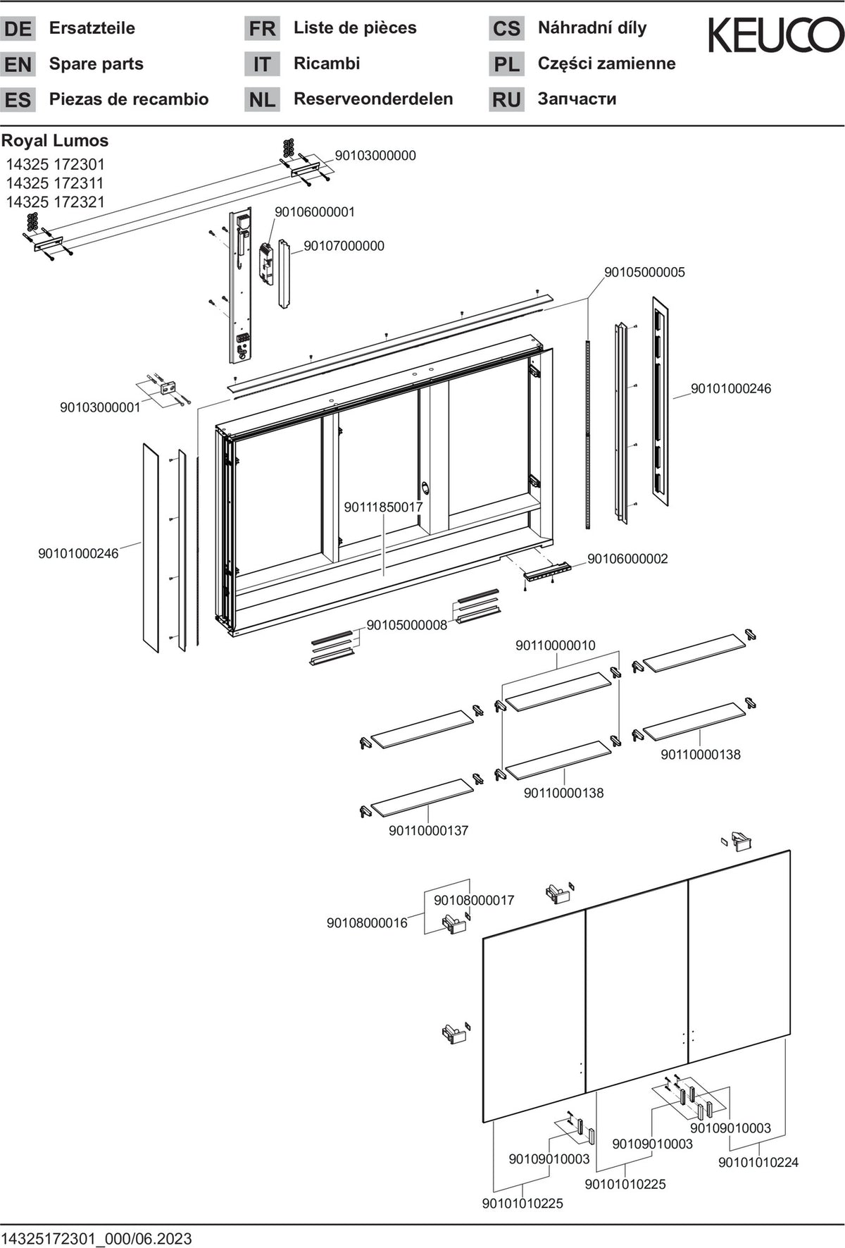 KEUCO Royal Lumos Spiegelschrank 1200 mm mit Spiegelheizung, silber-eloxiert, Ablagefach