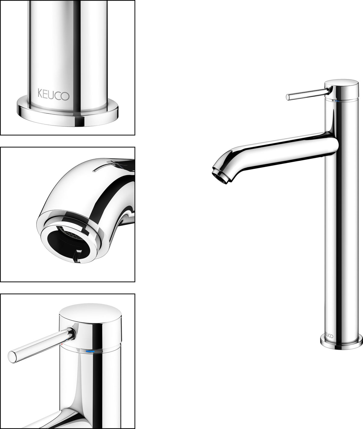 KEUCO IXMO Pure Einhebel-Waschtischmischer 210 mm ohne Ablaufgarnitur, verchromt