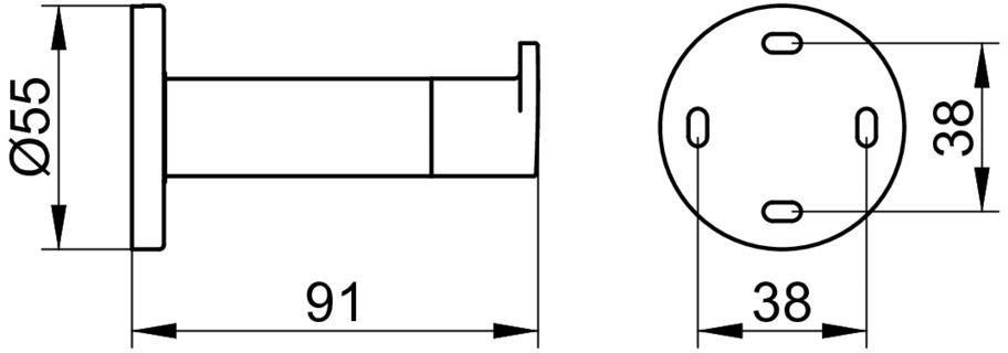 KEUCO Plan Handtuchhaken 91 mm verchromt mit Türpuffer – Einfachhaken zur Wandmontage