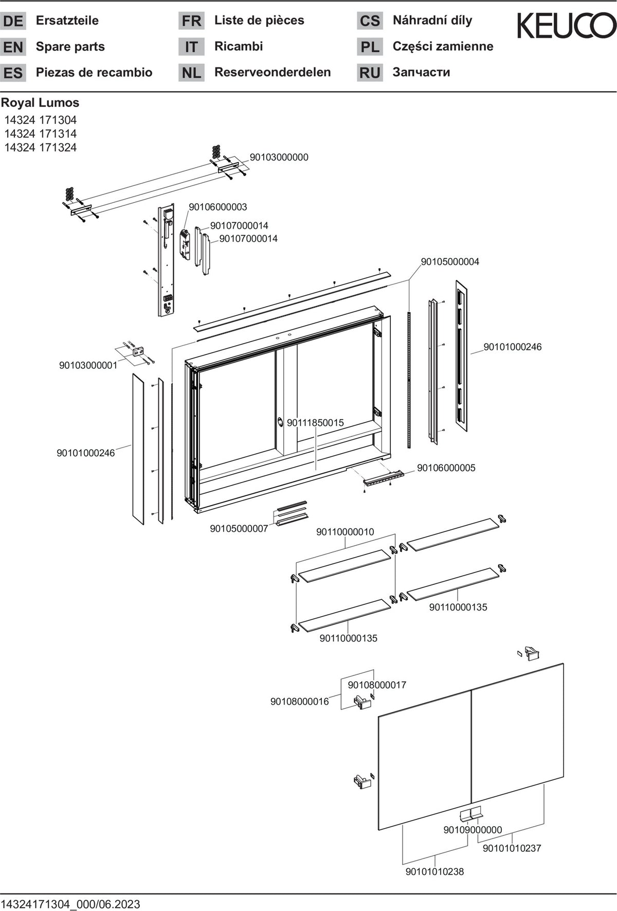 KEUCO Royal Lumos Spiegelschrank 1000 mm silber-eloxiert mit Ablagefach – Wandvorbau