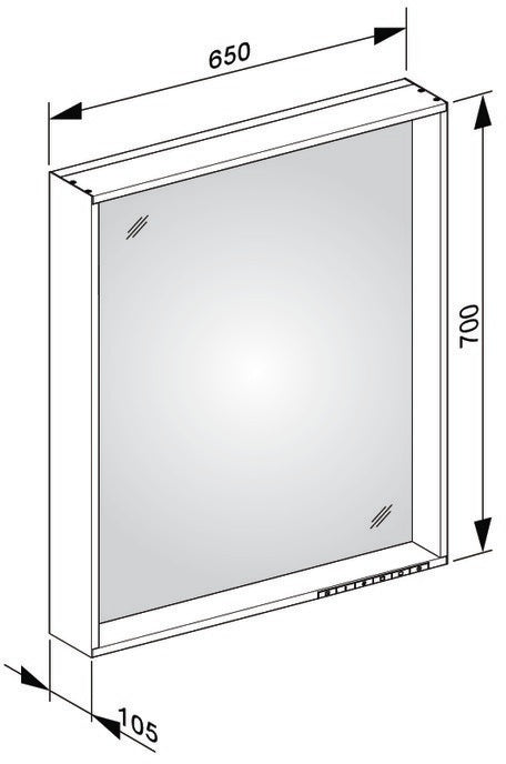 KEUCO X-Line Lichtspiegel mit Spiegelheizung 500 x 700 x 105 mm Vulkanit – LED-Badspiegel