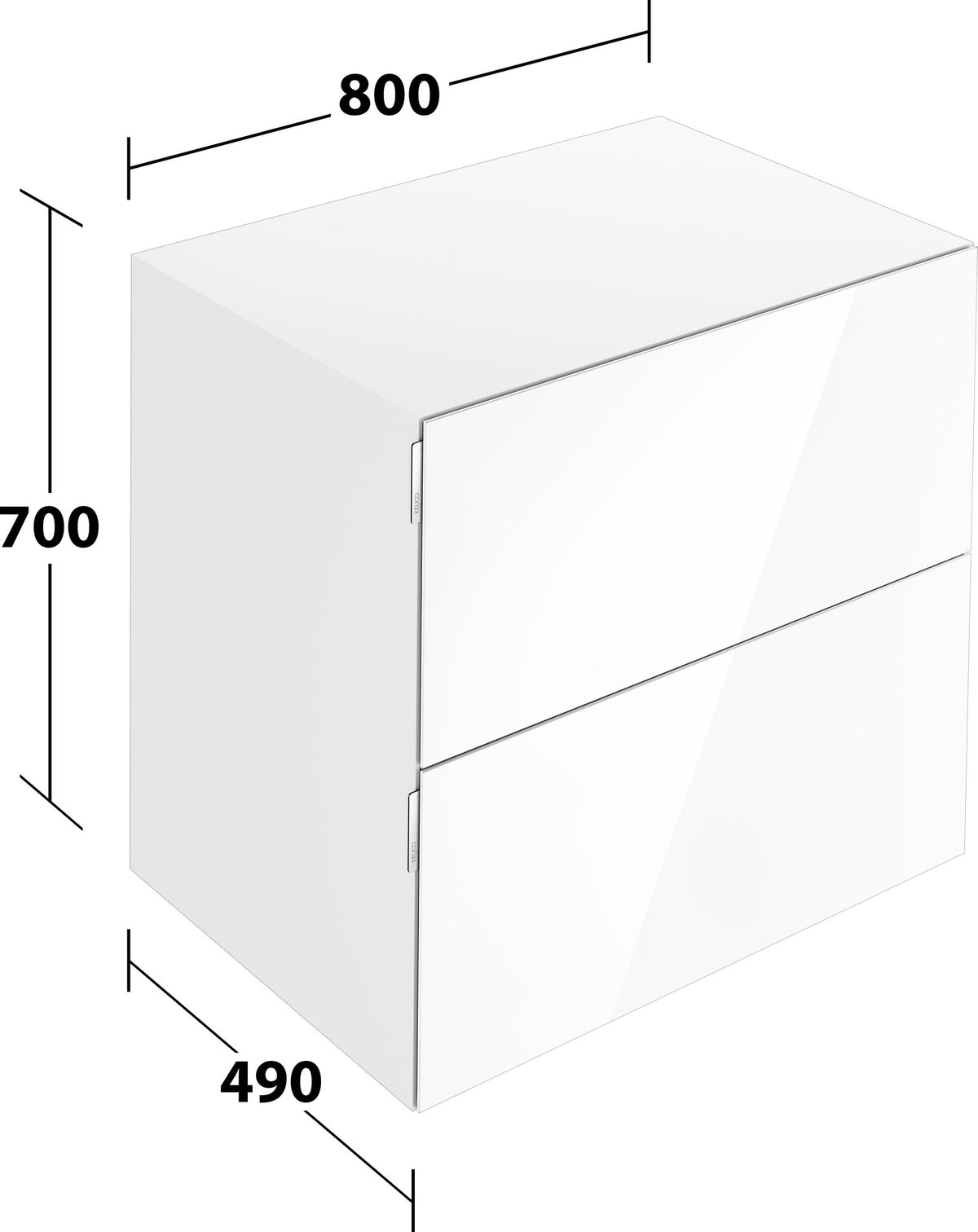 KEUCO Edition 11 Art Sideboard 400 mm mit 2 Auszügen und Beleuchtung – Weiß / Glas Weiß