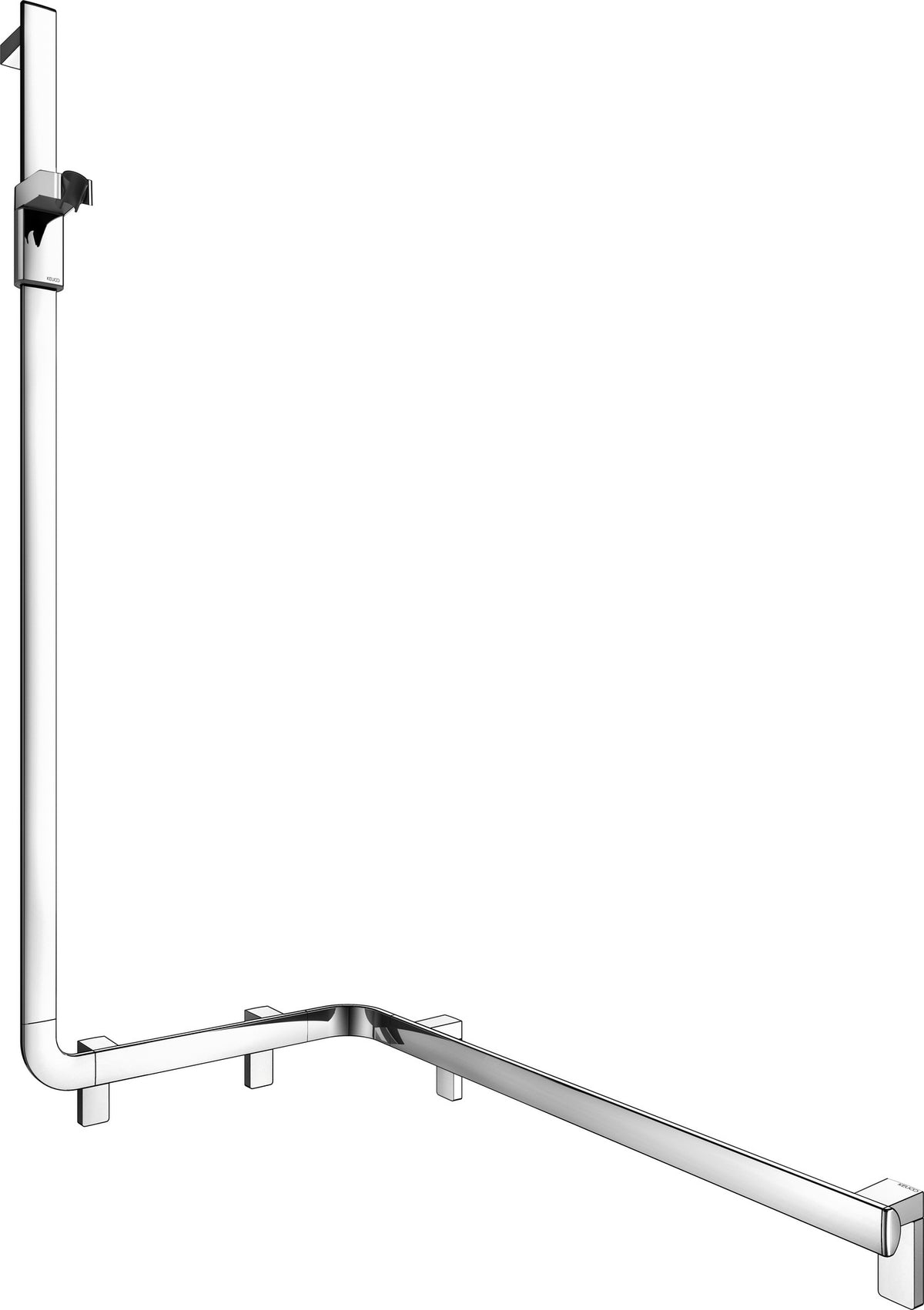 KEUCO AXESS Duschhandlauf 550/531/1301 mm mit Brausestange rechts, silber-eloxiert