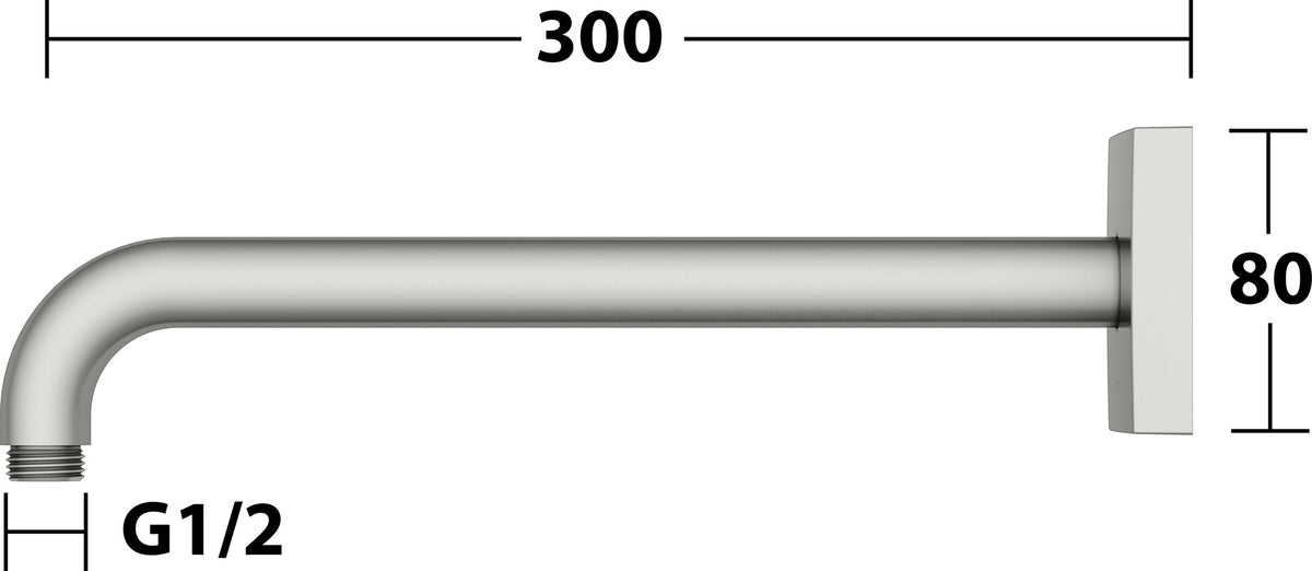 KEUCO Brausearm Edition 300, Wandanschluss, 300 mm, verchromt – Eckige Form, Metall
