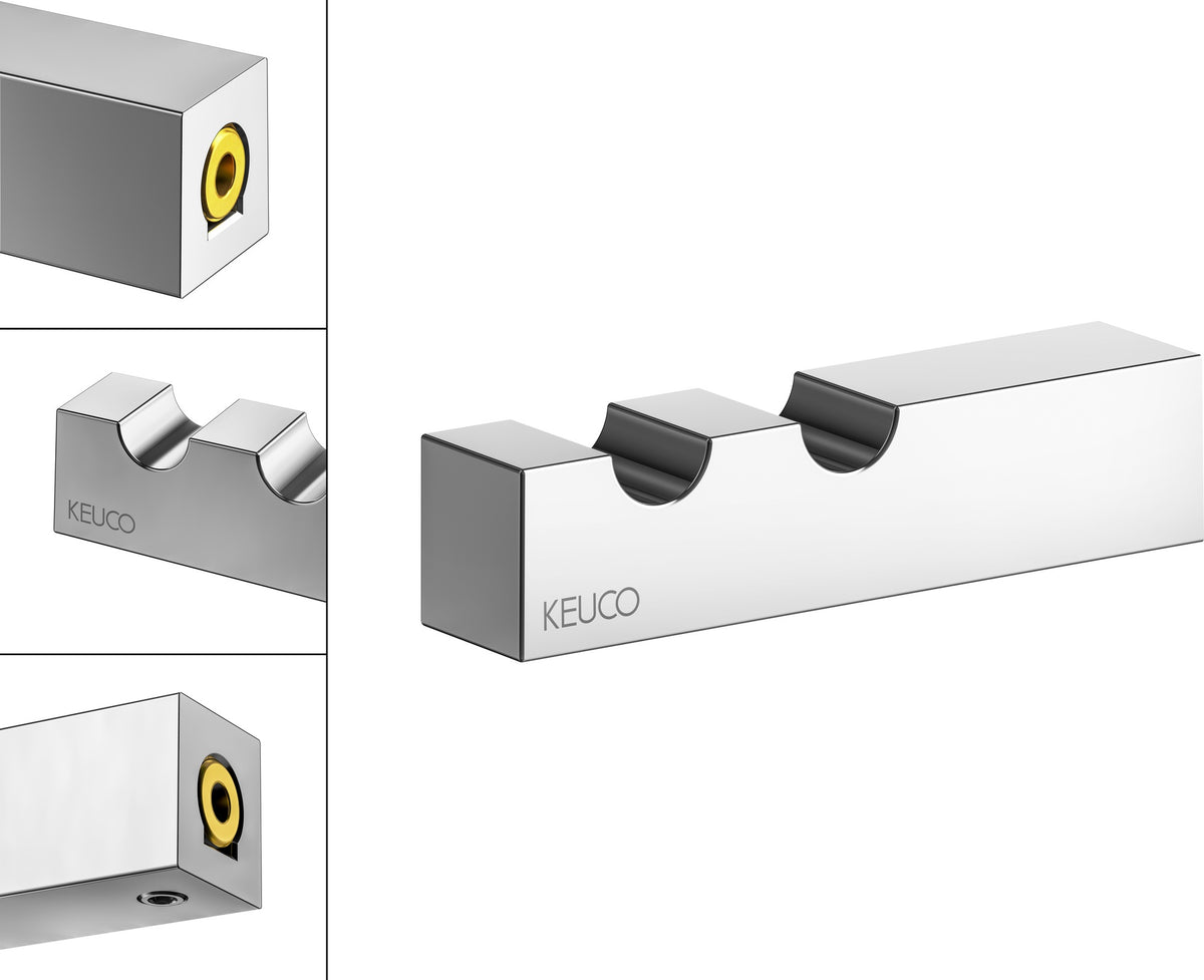 KEUCO Handtuchhaken E90 Square 19115 doppelt verchromt, eckiges Design, 88 mm Ausladung