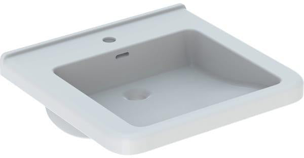GEBERIT Renova Comfort Waschtisch eckig barrierefrei 55 cm weiß mit Überlauf