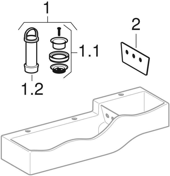 GEBERIT Bambini Spiel- und Waschlandschaft für 3 Waschtischarmaturen, 139 cm, weiß