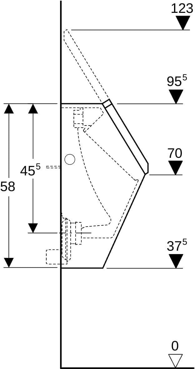 GEBERIT Renova Plan Deckelurinal weiß – Wandhängend, Zulauf hinten, Abgang hinten