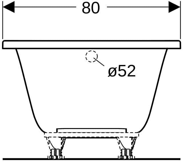Geberit Renova Rechteckbadewanne 170x75 cm, weiß, Sanitäracryl, mit Überlaufloch