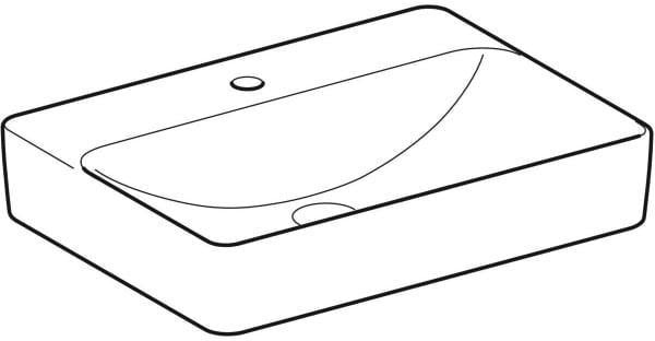 Geberit VariForm Aufsatzwaschtisch 60x45 cm rechteckig, weiß, mit Hahnloch und KeraTect