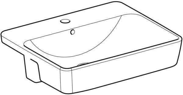 Geberit VariForm Halbeinbauwaschtisch 55x45 cm mit Hahnloch und Überlauf in Weiß